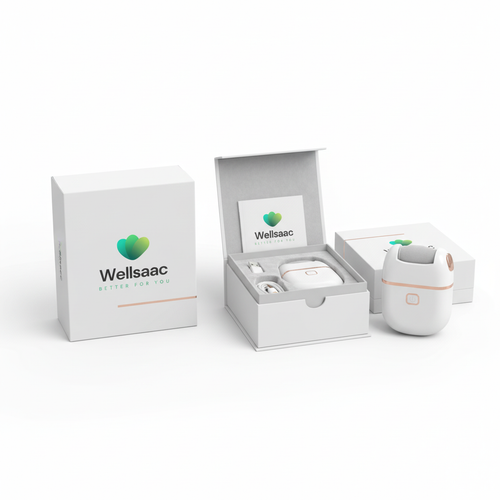 Professional product packaging with Wellsaac logo